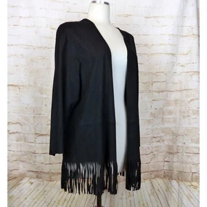 Chaqueta Zara Flecos Mujer S Negra Imitación Gamuza Frente Abierto Boho Western Festival - Imagen 1 de 11