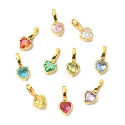 12pcs Heart Charm Rhinestone Pendants for Necklace Earrings Jewelry Making Decor - Изображение 1 из 4
