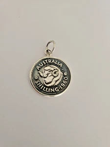 Sterling Silver Australian 1960 Shilling Coin Pendant - Picture 1 of 6