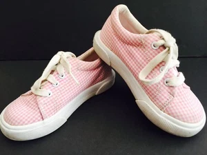 STRIDE RITE Girls Oxford Sneakers Shoes Size 8 Pink Plaid Casual Lace up - Picture 1 of 10