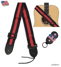 Black, Red Adjustable Guitar Strap + 10 Pcs.  Guitar Picks + Picks Holder