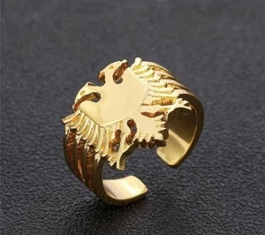 Gold Silver Double Headed Eagle Ring Albino Albania Adjustable For Men Women - Picture 1 of 8