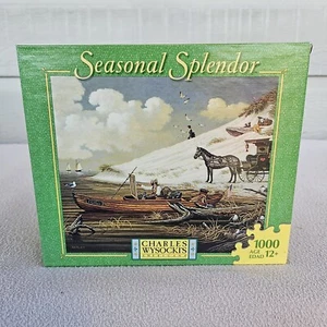 MB Puzzle Charles Wysocki Seasonal Splendor Feathered Critics 1000 PC Americana - Picture 1 of 11