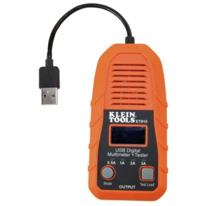 Klein Tools ET910 3V-20V DC 0.05A-3A USB-A Type A USB Digital Meter & Tester New - Picture 1 of 7