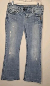 Silver Womens Jeans 28 Blue Bootcut Low Rise Flare Medium Wash Ripped Denim Y2K - Picture 1 of 11