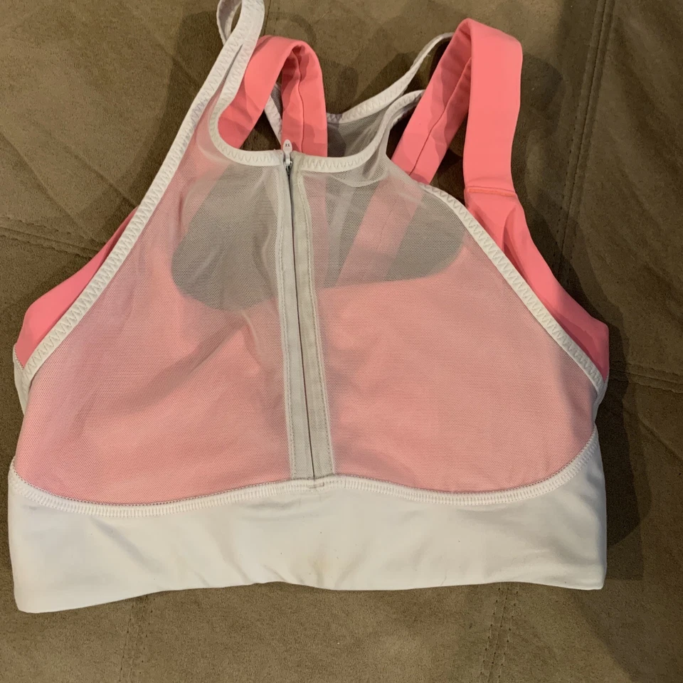 Lululemon 6 Ready, Set, Sweat Bra White / Very Light Flare Orange Mesh Zip Cups - Image 1 of 4