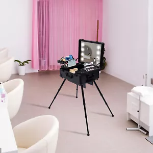 Rollender Make-up Zug Koffer Kosmetik Trolley Organizer Reise mit LED-Licht & Spiegel - Bild 1 von 21