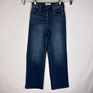 Evereve The Ever Pantalone Jeans Donna 27 Blu Alzata Alta Bottone Fly Dritto Denim - Foto 1 di 11
