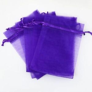 HOT 50pcs purple Sheer Organza Wedding Party Favor Gift Candy Bags 13x18cm