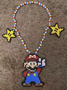 NUEVO Collar Super Mario Rave Perler EDM EDC Fest Rave Dance Kandi - Imagen 1 de 3