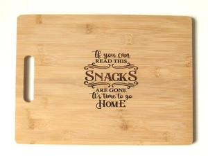Snacks are Gone, Time to go Home Charcuterie Board, Funny Gift Cutting Board - Picture 1 of 5