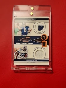 2002 Playoff Piece Game Troy Aikman Emmitt Smith First Down Team Jersey 094/100 - Picture 1 of 8