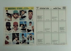 1969 MLB Baseball Stars Photostamps UNCUT SHEET Kaat McNally FLASH SALE