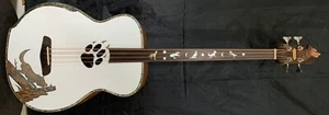 Blueberry Handmade Acoustic Fretless Bass Guitar Wolf Motif Pre-Order 90 Days - Picture 1 of 12