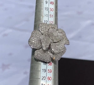 Diamond Treasures Sterlingsilber Pave Weißer Diamant Dimension Blume Ring - Bild 1 von 14