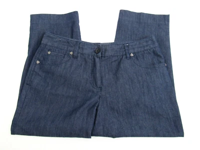 Pantalones de mezclilla Larry Levine tiro medio capri pierna para mujer talla 8 azul algodón Foto 1 de 4