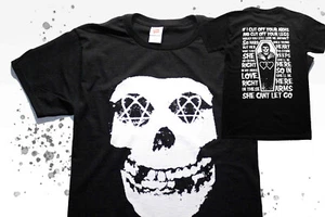 HIM x Misfits MASHUP Lyric His Infernal Majesty Fiend Heartagram Horror Punk Tee - Picture 1 of 10