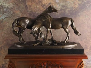 Bronze Sculpture One Horse Family on Marble Base – Kunstvolle Decoration - Picture 1 of 5