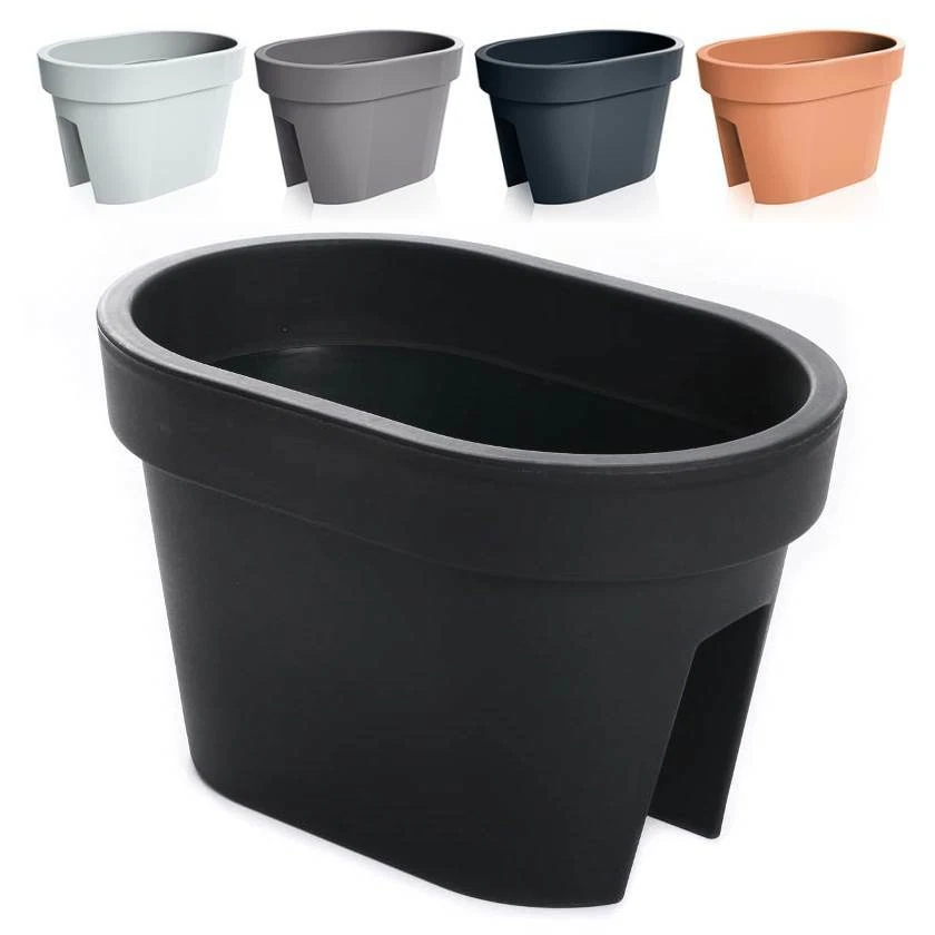 Balkontopf Blumentopf Balkonkasten Geländertopf Pflanztopf 4 Farben Railing - Bild 1 von 1