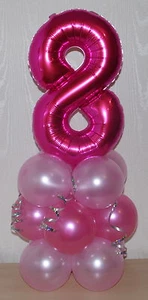 8° COMPLEANNO - ETÀ 8 -DONNA - RAGAZZA - PALLONCINO IN LAMINA DISPLAY - TAVOLO CENTROTAVOLO - STRISCIONE - Foto 1 di 6