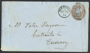 1871 1d Pink Channel Islands Fine Guernsey Duplex Local Use Blue Paper - Picture 1 of 2