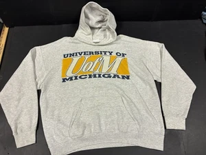 1980s Michigan Wolverines college script hoodie Santee Sweats Size XL USA Made! - Picture 1 of 11