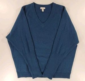 Garnet Hill Damen türkis Kaschmir Pullover Medium V-Ausschnitt gerippte Ärmel Pulli - Bild 1 von 9