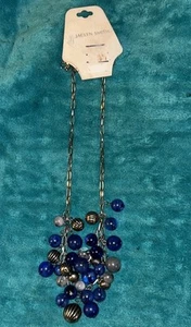 "Collar babero azul llamativo con tono plateado Boho 22""" - Imagen 1 de 2