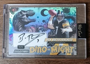 2024 Wild Card Football Dino-Might Ben Roethlisberger Autograph 1/1 - Picture 1 of 2