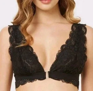 Reggiseno nuovo con etichette $58 Free People X HAH Got Ur Back piccolo nero pizzo bralette regolabile - Foto 1 di 13