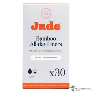 1x Jude Organic Bamboo Incontinence Liners, Thin, Discreet - 30 Panty Liners - Picture 1 of 5