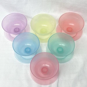 Vintage 6 Tupperware Pastell Gelee Eisbecher Becher mit 6 Deckeln *LESEN* - Bild 1 von 10
