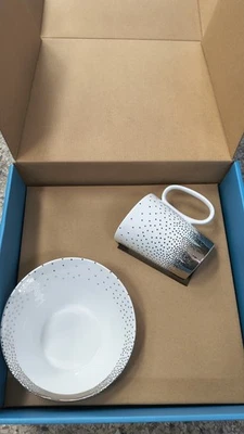 Juego de vajilla Nambe Dazzle 4 piezas hueso platino nuevo Foto 1 de 4