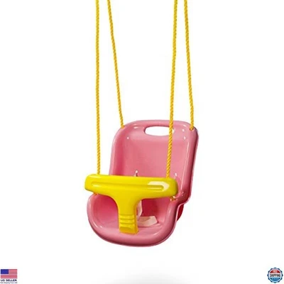 Columpio infantil Swing-N-Slide WS 4001-PK rosa con cuerda de nailon duradera y amarillo Foto 1 de 4