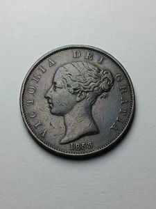 1853 Great Britain Queen Victoria Half Penny (VF, Nice Details!) - Picture 1 of 4
