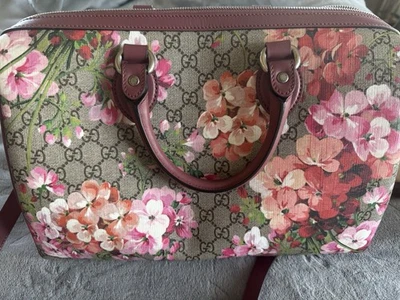Authenticated Gucci GG Blooms Boston Bag Floral Canvas & Pink Leather - Image 1 of 4