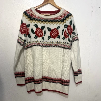 Suéter tejido con cable Mossimo Rose para mujer talla M Cottage Core GRANNY CORE NAVIDAD Foto 1 de 4