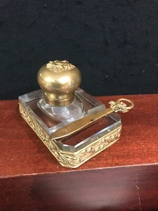 ANTIQUE 19C FRENCH CRYSTAL AND BRONZE INK SET-300e - Picture 1 of 10