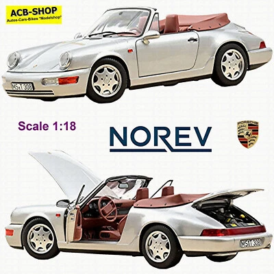 Porsche 911 Carrera 2 Type: 964 Cabriolet 1990-94 Argent Métal 1:18 Norev - Photo 1/4