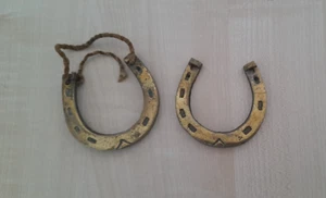 Two Vintage Miniature Brass Horseshoes - Picture 1 of 4
