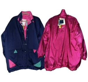 Climate Zone Jacket Reversible Womens Plus 22 24 Blue Pink 90s RARE NEW Coat VTG - Picture 1 of 6