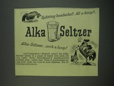 1949 Alka-Seltzer Medicine Ad - Splitting headache? All a-droop?