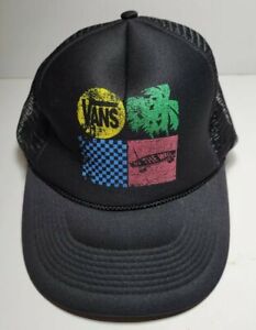 VANS Off The Wall Snapback Trucker Mesh Hat Cap Art Logo  Size Adjustable 