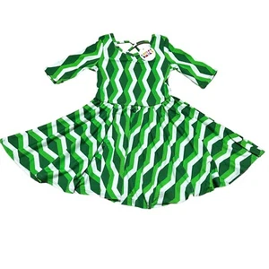 Dot Dot Smile NWT Girls Size 5/6 Green Geometric Print Ballerina Twirl Dress NEW - Picture 1 of 7