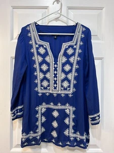 Lucky Brand Boho Tunika Bluse Gr. M Relaxed Bestickt Festlich Artsy Hippie - Bild 1 von 7