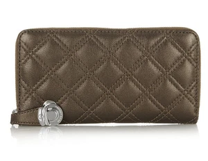 NWT MARC JACOBS The Deluxe Quilting Lambskin leather Zip Wallet Pearl Bronze NEW - Picture 1 of 12