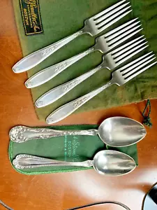 Vintage Silverplate ~ 4 Rogers Ambassador Forks ~ 1 Wildrose & 1 Winthrop Spoon - Picture 1 of 3