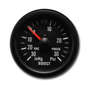 VD Vintage 52mm Mechanical Boost/Vacuum Gauge inHg/PSI Light Bulb Black Bezel - Picture 1 of 8