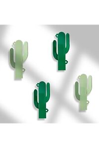 Cactus Metal Wall Hanger, Green Four Pieces Cactus Coat Rack Home Decor, Cactus