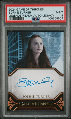 Sophie Turner, Game of Thrones, 2024 Legends of the Realm LEGACY Autograph PSA 9 - Image 1 of 2